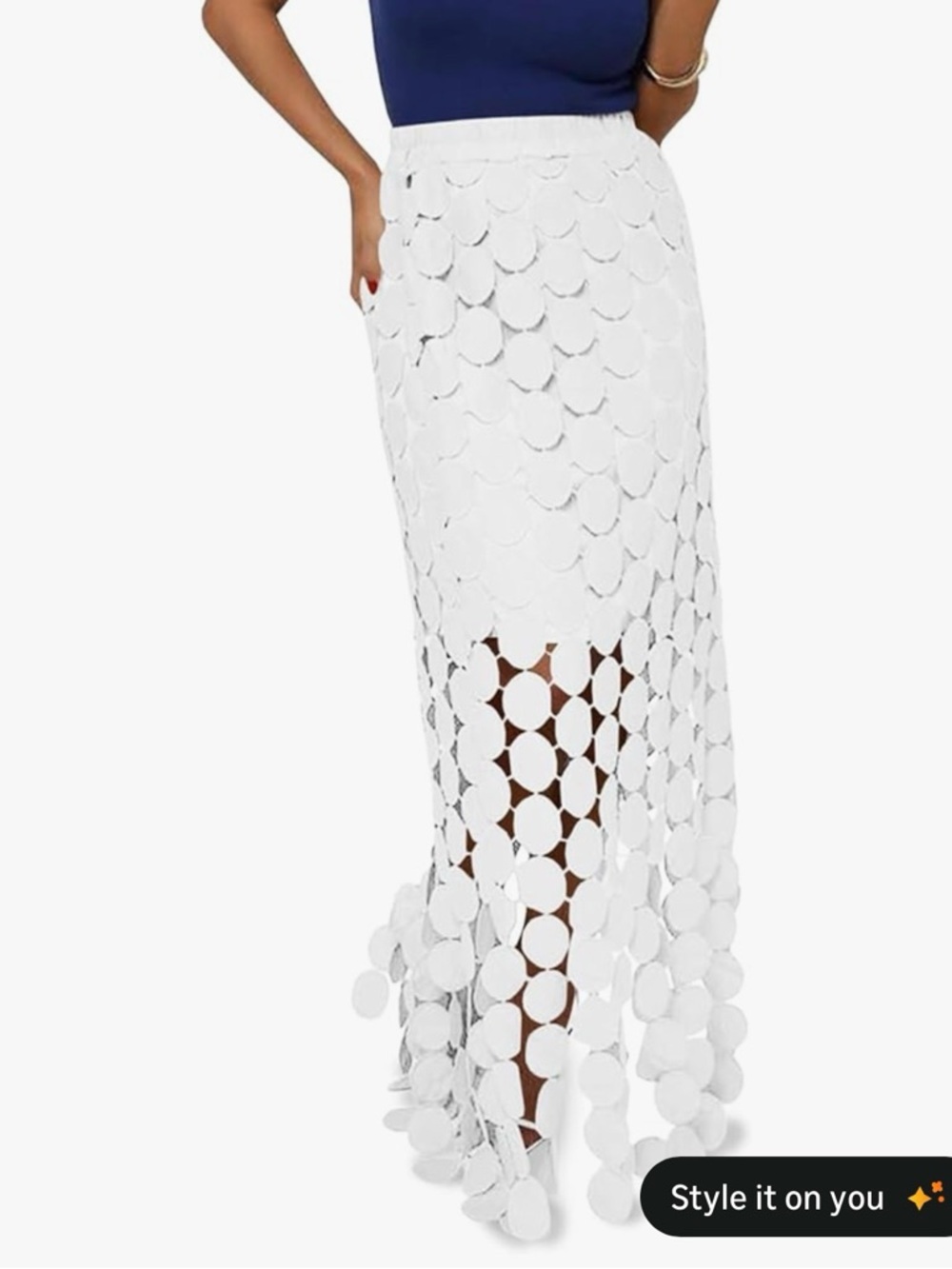 White Crochet Circle Maxi Skirt